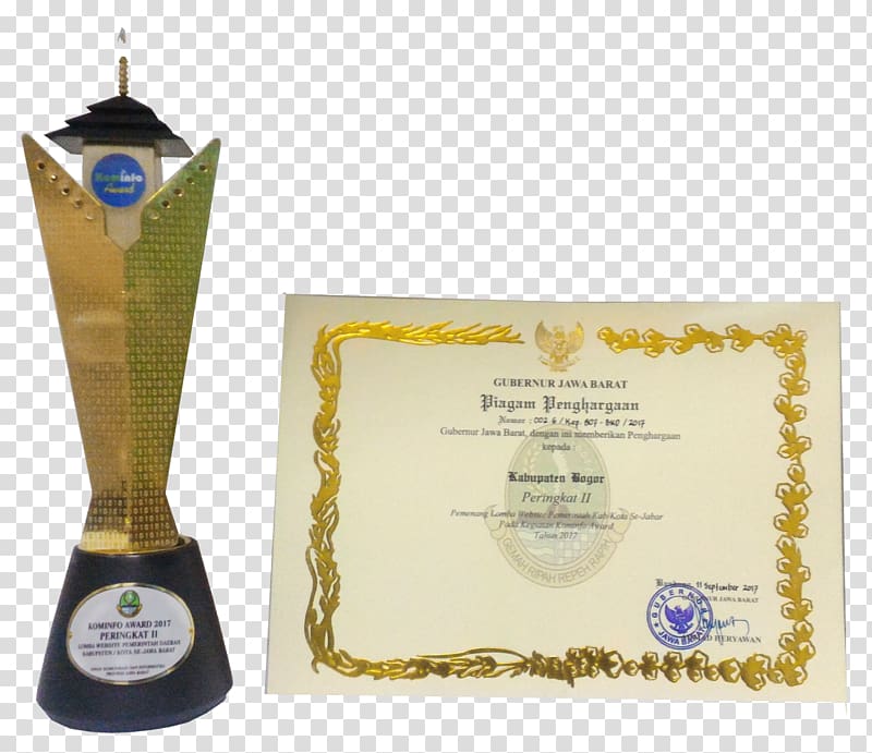 Ministry of Communication and Information Technology Award Dinas Komunikasi dan Informatika Kabupaten Bogor Trophy, award transparent background PNG clipart