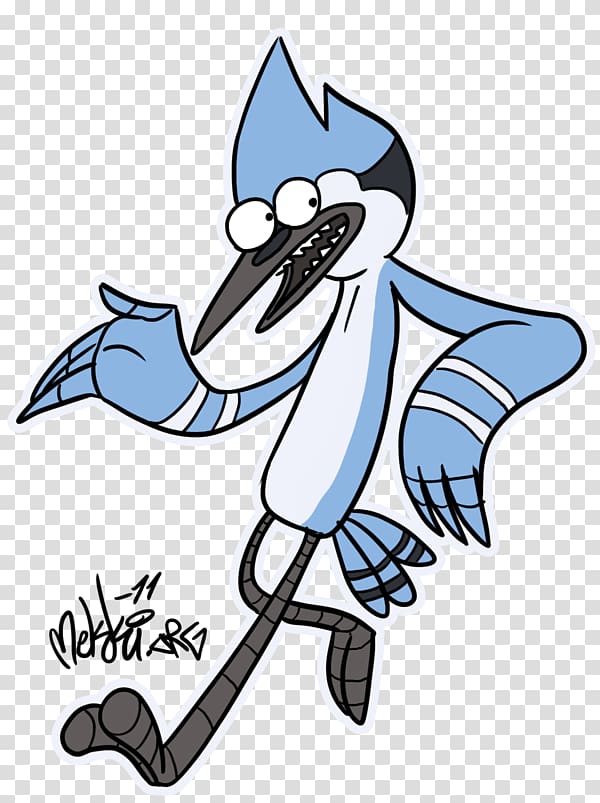 Mordecai Rigby Cartoon Drawing , Cartoon Blue Jay transparent background PNG clipart