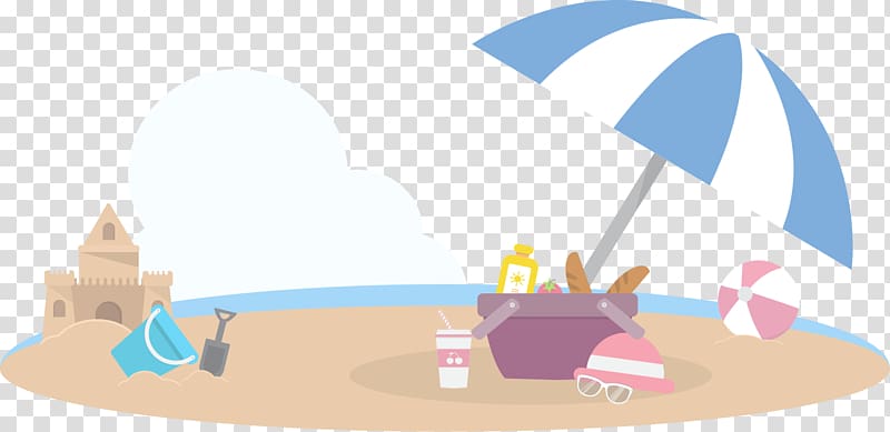 white and blue umbrella , Sandy Beach Sea, beach transparent background PNG clipart