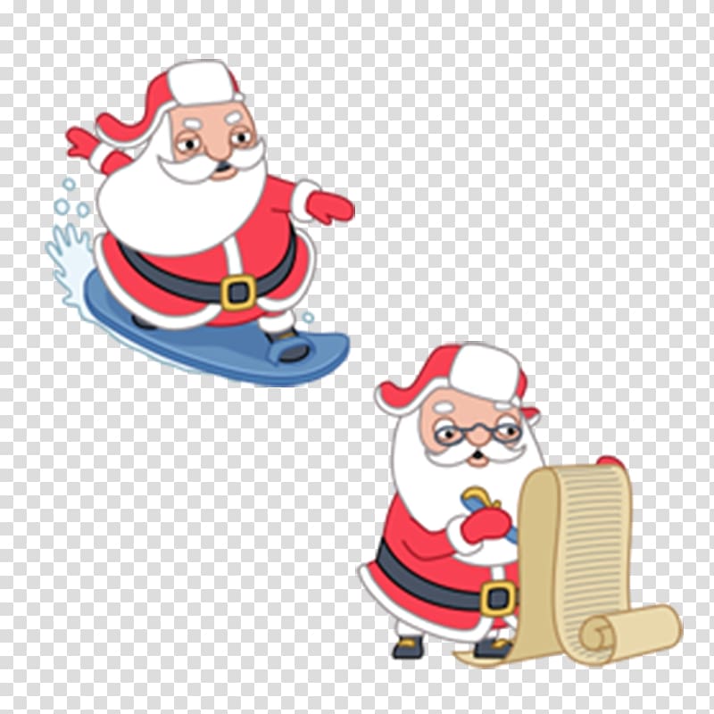 Santa Claus Computer Icons Surfing, Christmas Cartoon Santa Claus transparent background PNG clipart