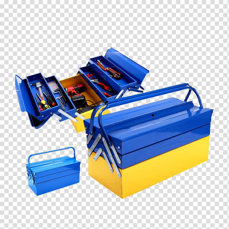 Toolbox Plastic DIY Store, Product kind blue metal toolbox transparent background PNG clipart