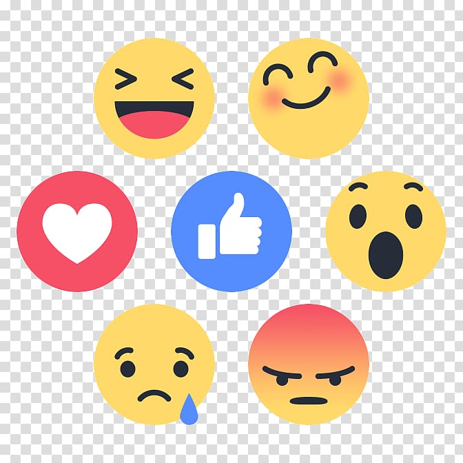 seven emoji s, YouTube Social media Facebook Emoticon Like button, like us on facebook transparent background PNG clipart