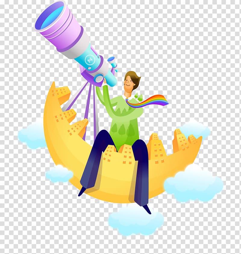 illustration Cartoon Illustration, A man with a telescope transparent background PNG clipart