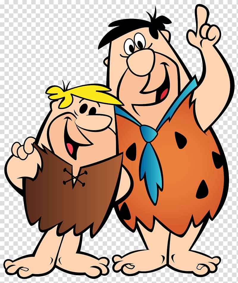 two Flintstones characters, Fred Flintstone Barney Rubble Wilma Flintstone Betty Rubble Dino, Fred Flintstone and Barney Rubble transparent background PNG clipart