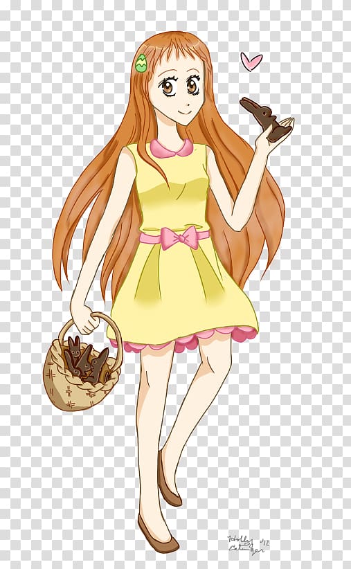 Mangaka Brown hair Costume Anime, Chocolate Bunny transparent background PNG clipart
