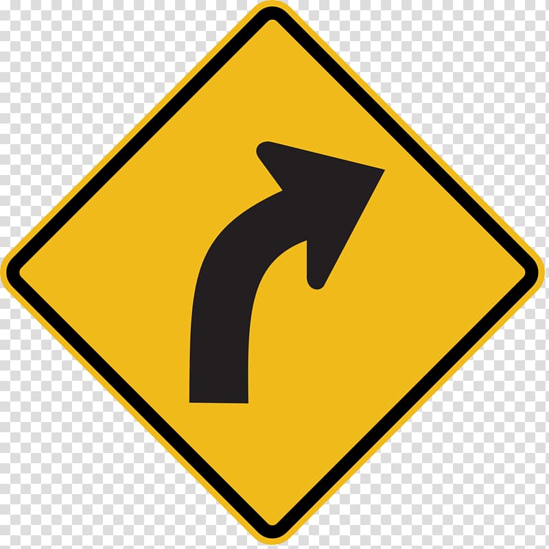 Warning sign Curve Road Traffic sign, Road Sign transparent background PNG clipart
