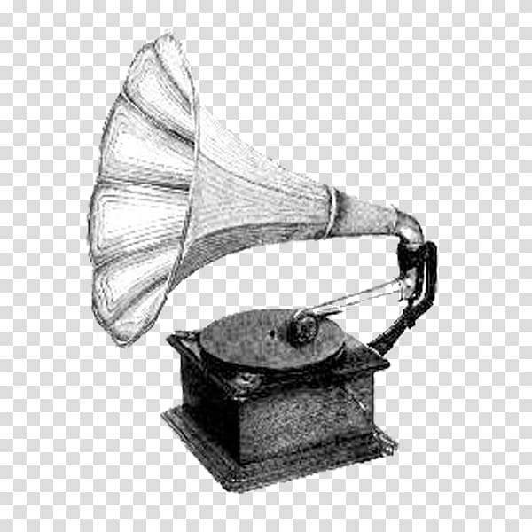 gray and black gramophone illustration, Phonograph record Gramophone Sound Recording and Reproduction, Black & White Cassette Player transparent background PNG clipart
