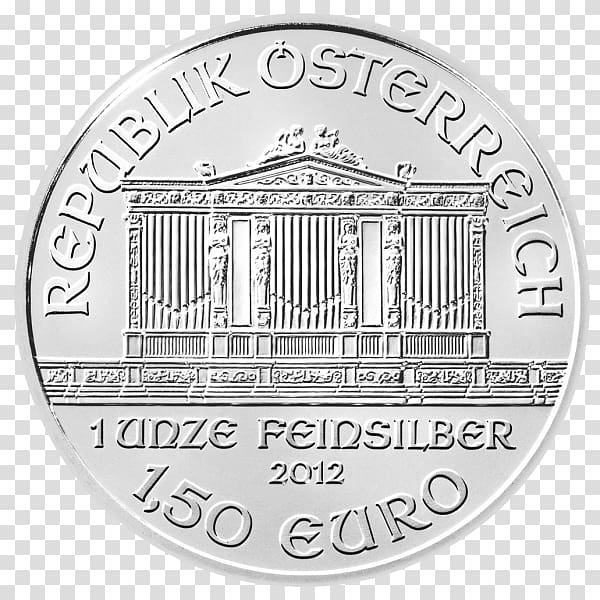 Austrian Silver Vienna Philharmonic Orchestra Platinum coin, 1 Euro Coin transparent background PNG clipart