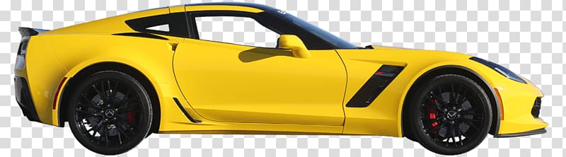 yellow coupe illustration, Yellow Corvette C7 Side View transparent background PNG clipart