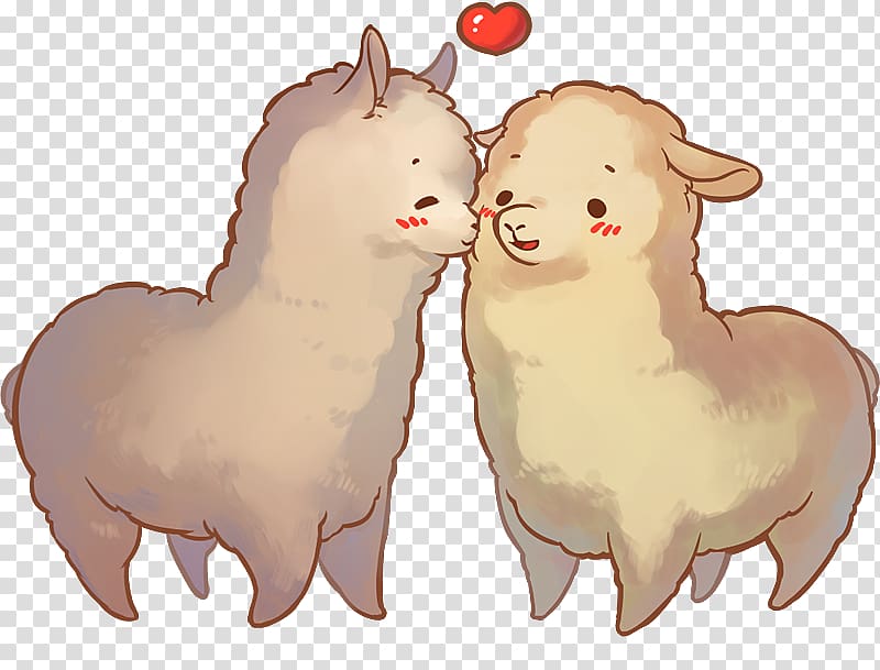 two lamb illustration, Alpaca fiber Sheep Llama, Cute Alpaca Free pull material transparent background PNG clipart