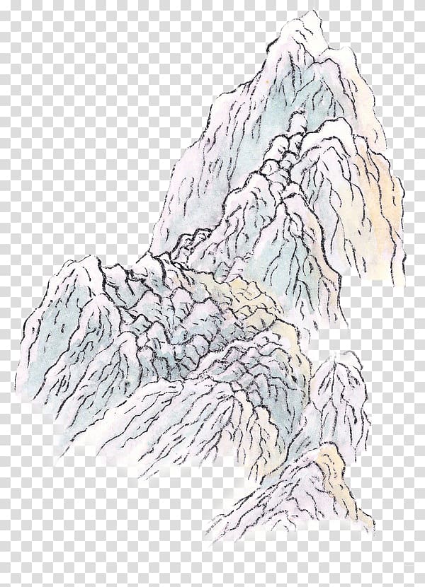 u56fdu753bu5c71u6c34 Ink wash painting Illustration, Rolling mountains transparent background PNG clipart