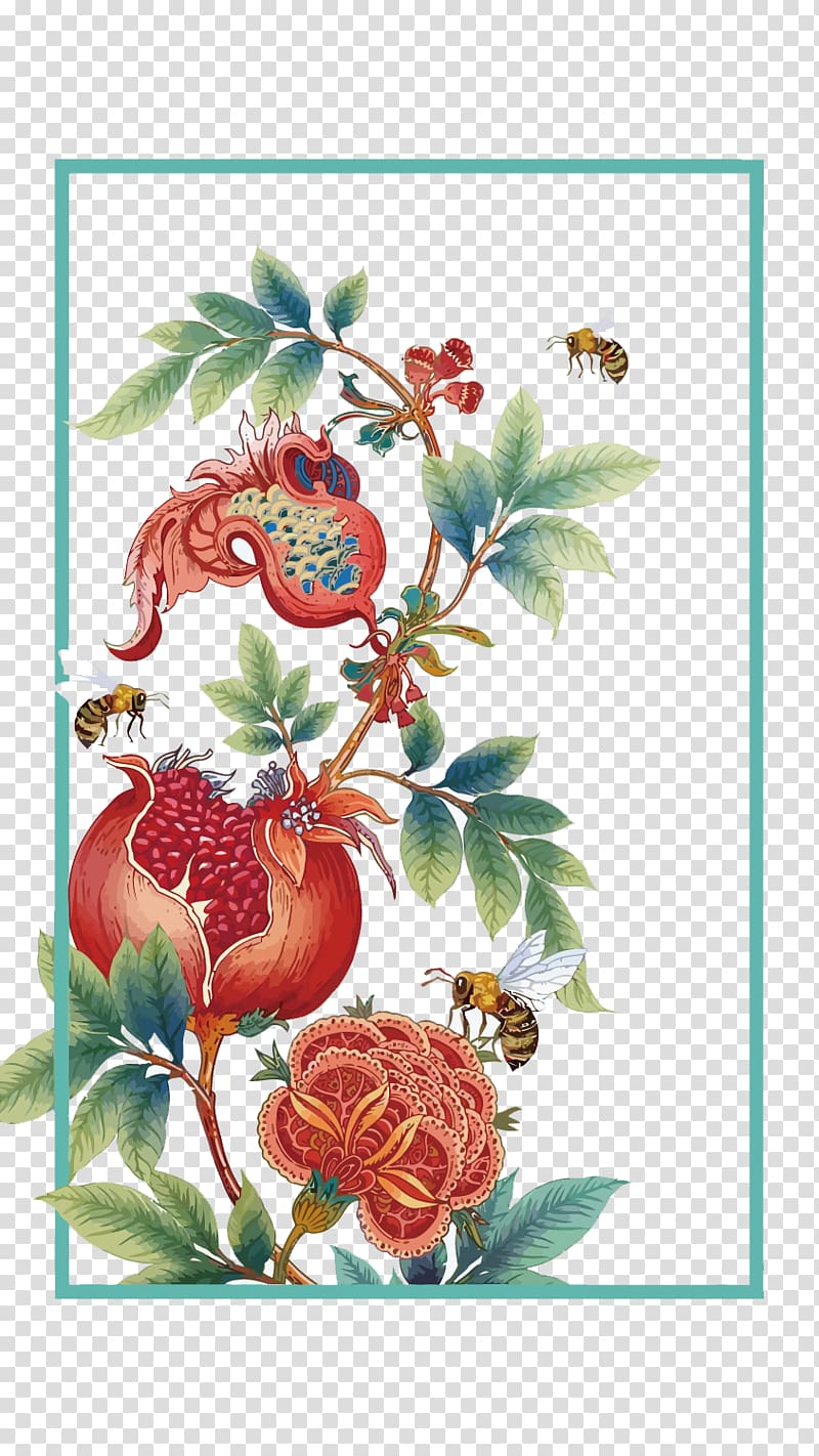 Month Illustration, pomegranate flower transparent background PNG clipart