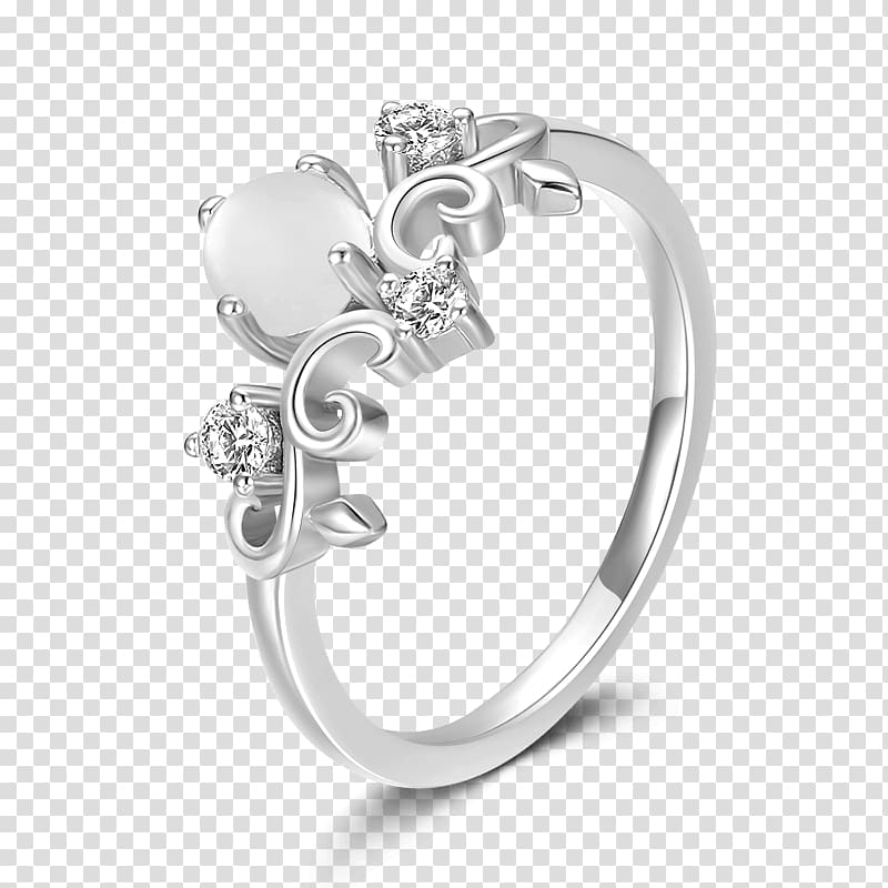 Earring Jewellery Platinum Silver, flower ring transparent background PNG clipart