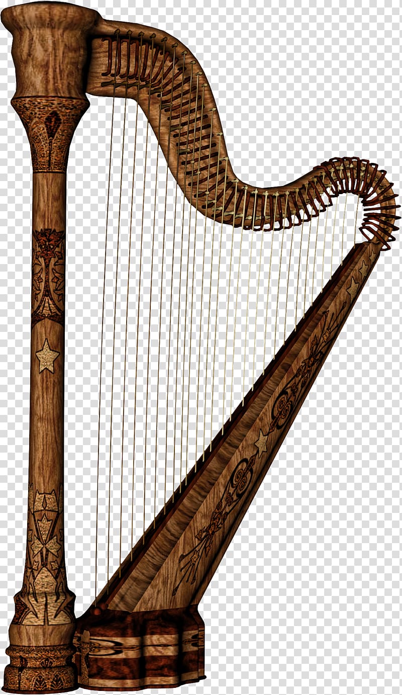 Harp Konghou Musical instrument, Large harp material free to pull transparent background PNG clipart
