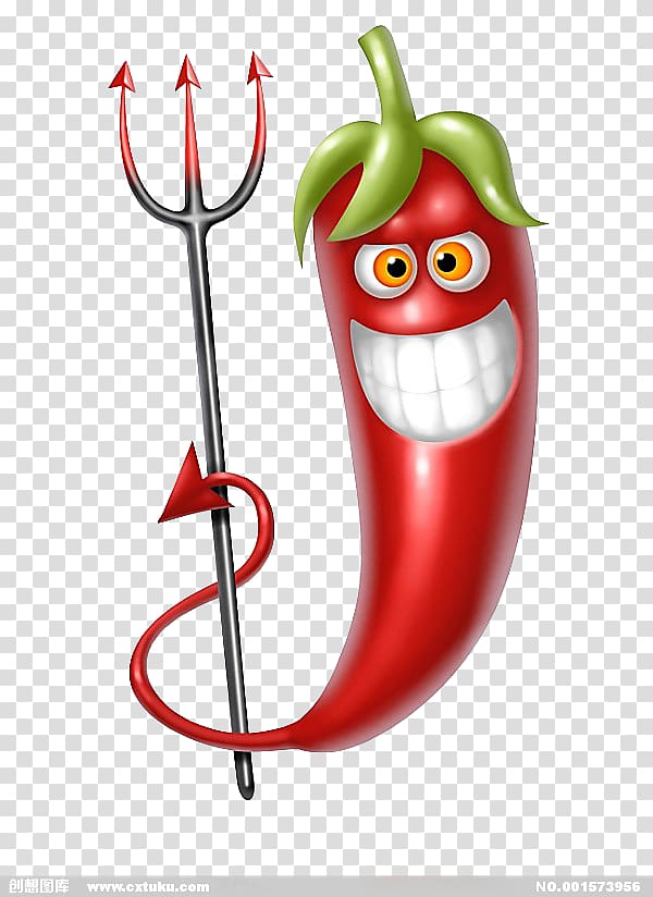 Chili con carne Bell pepper Chili pepper , Red pepper with a fork transparent background PNG clipart