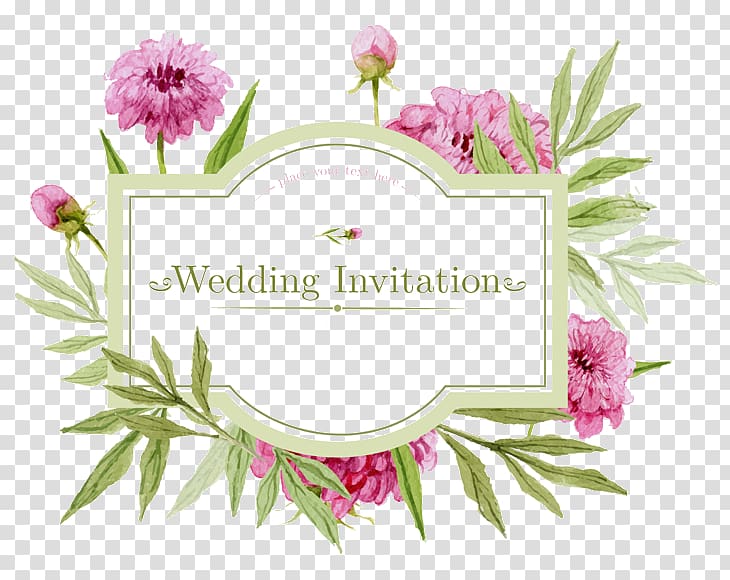wedding invitation illustration, Wedding invitation Flower Greeting card, Flowers Wedding Invitations transparent background PNG clipart