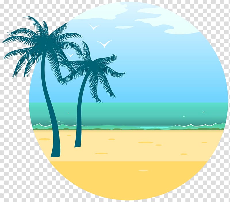 Summer vacation Holiday Euclidean , Summer Sea Decoration , two coconut trees illustration transparent background PNG clipart