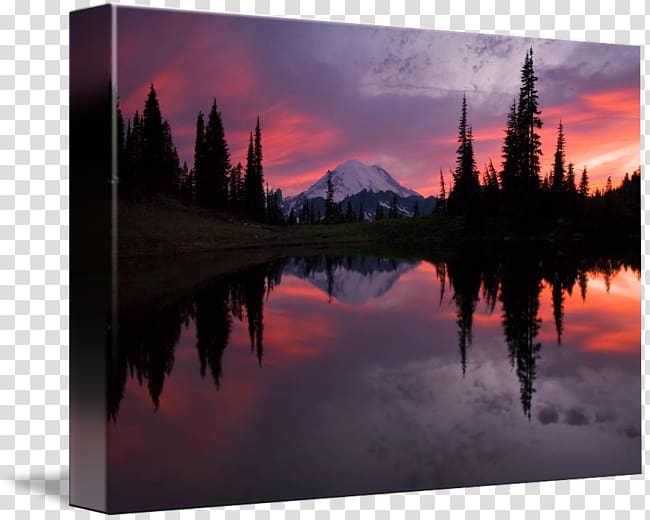 Mount Rainier Sunset Sunrise , red sky transparent background PNG clipart