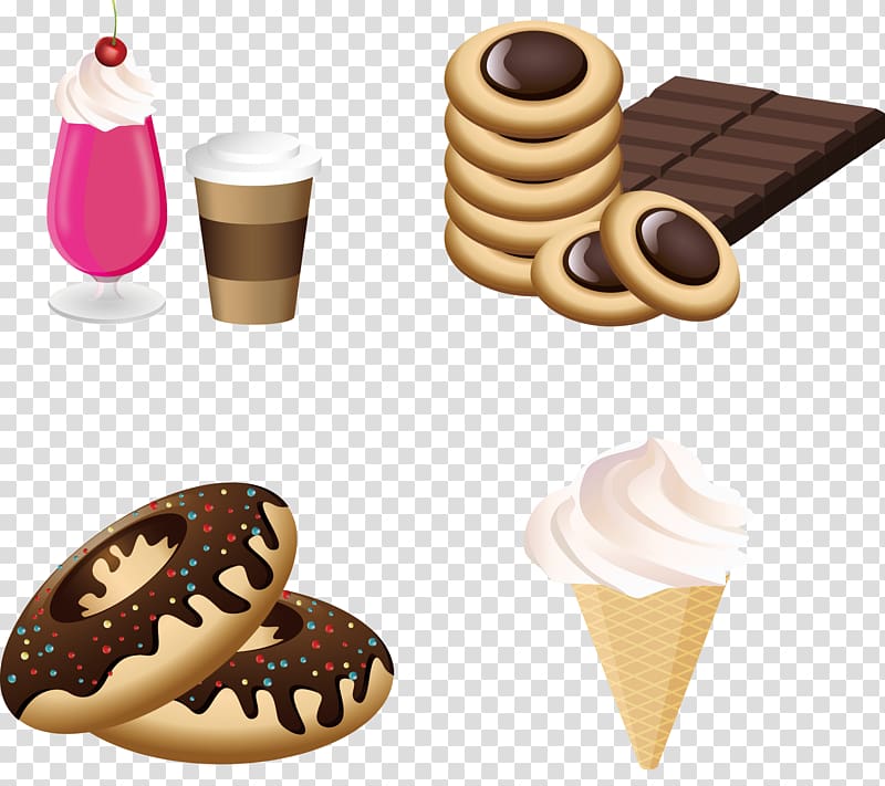 Ice cream Fast food Doughnut Pizza French fries, Ice cream bread transparent background PNG clipart