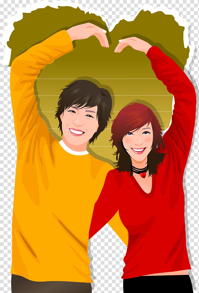 Significant other Gesture Cartoon Illustration, Couple transparent background PNG clipart