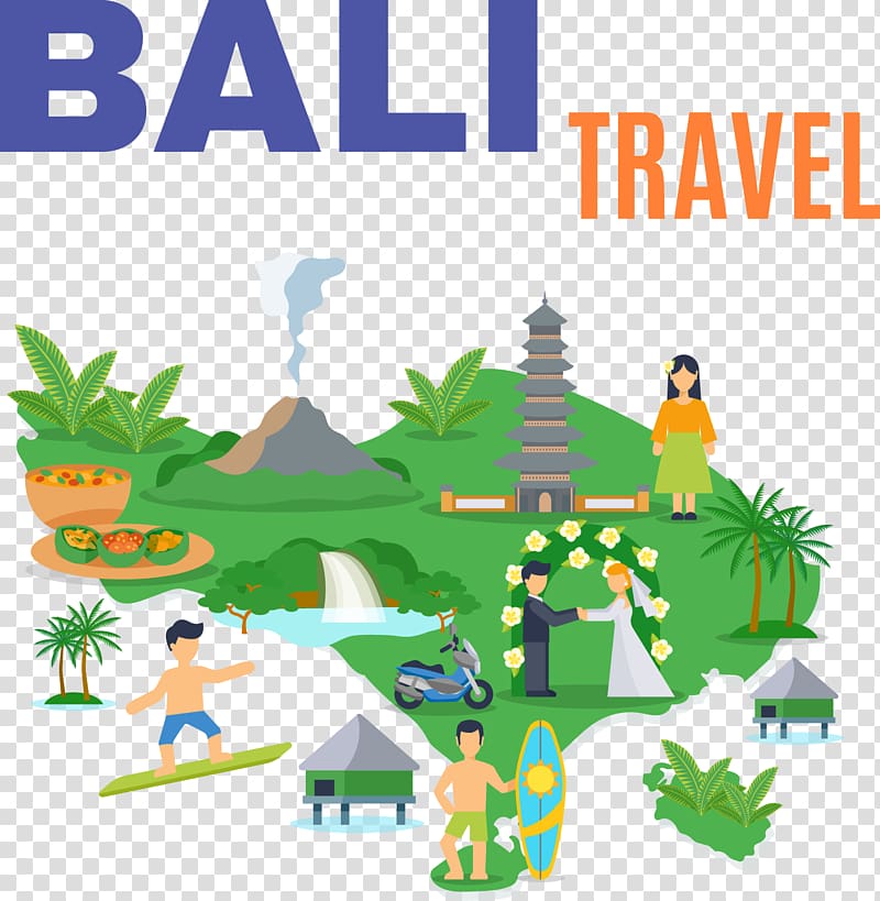 Bali Travel text overlay, Bali Illustration, went to Paris to play transparent background PNG clipart