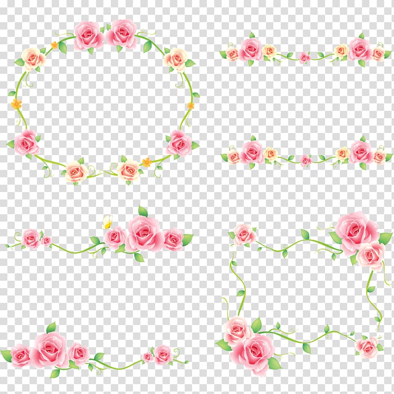 pink roses illustration, Wedding invitation Paper Frames, Pink flower transparent background PNG clipart