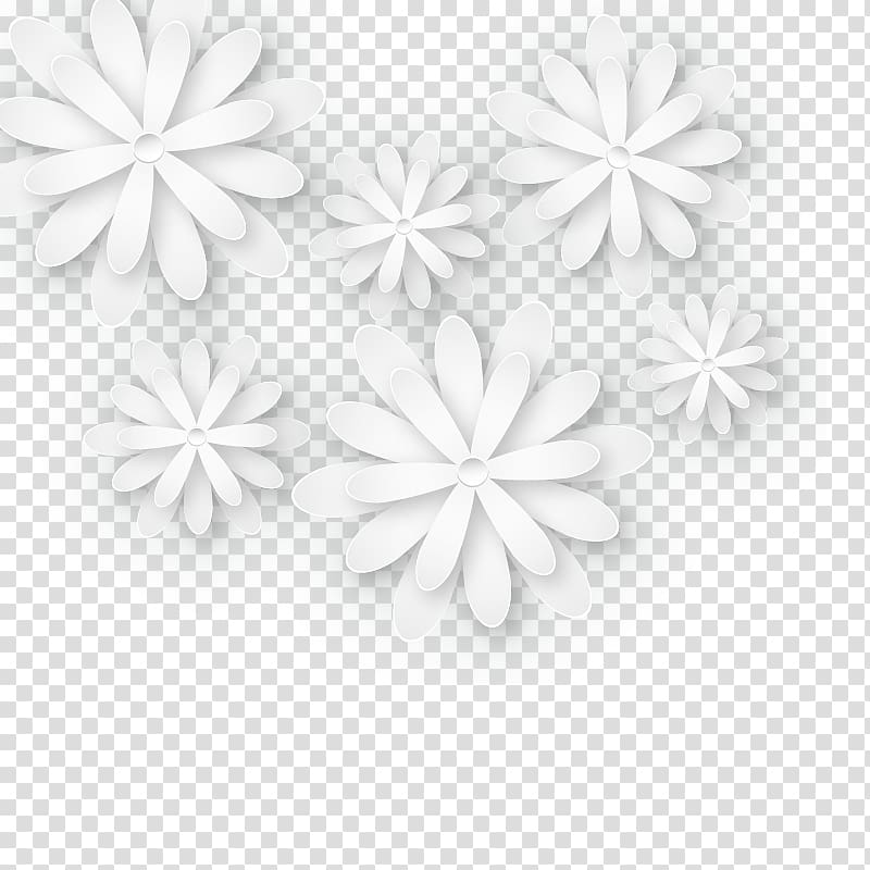 white flowers , Black and white Petal Common daisy, Three-dimensional white flowers transparent background PNG clipart