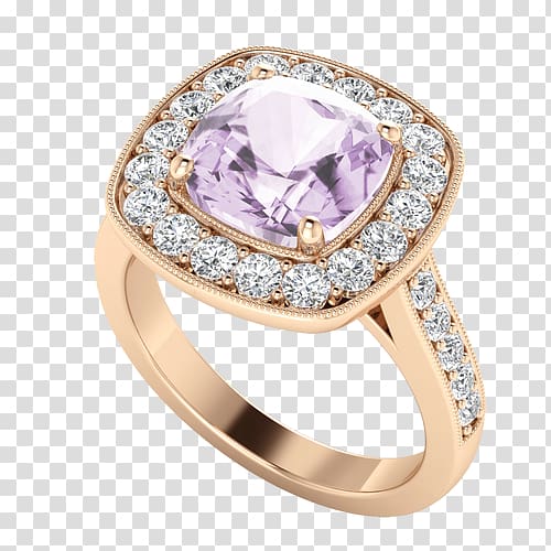 Amethyst Gold Ring Peridot Diamond, pink halo transparent background PNG clipart