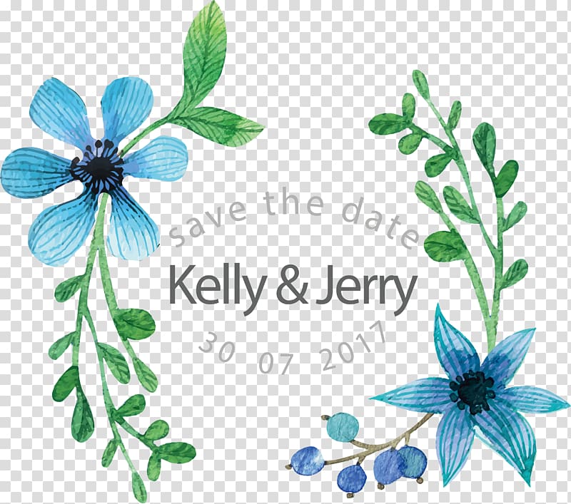 Blue flower title box transparent background PNG clipart
