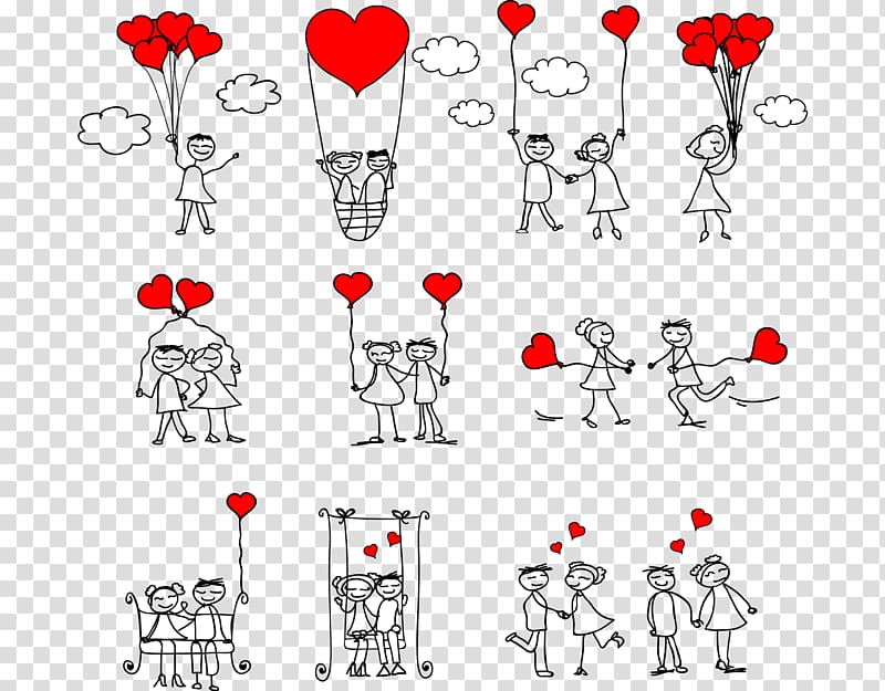 illustration of couple, Love Stick figure couple Illustration, Love couple painted decoration material transparent background PNG clipart