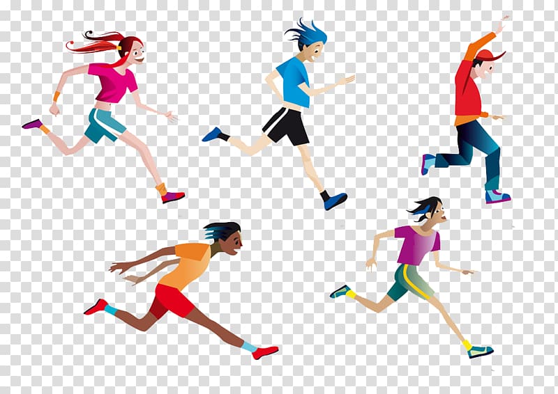 Girl Boy Running Illustration, A group of people running buckle creative HD Free transparent background PNG clipart