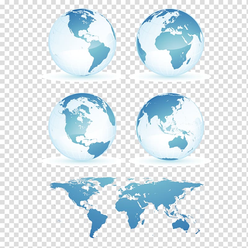 Earth Globe World map, Blue globe and world map material transparent background PNG clipart