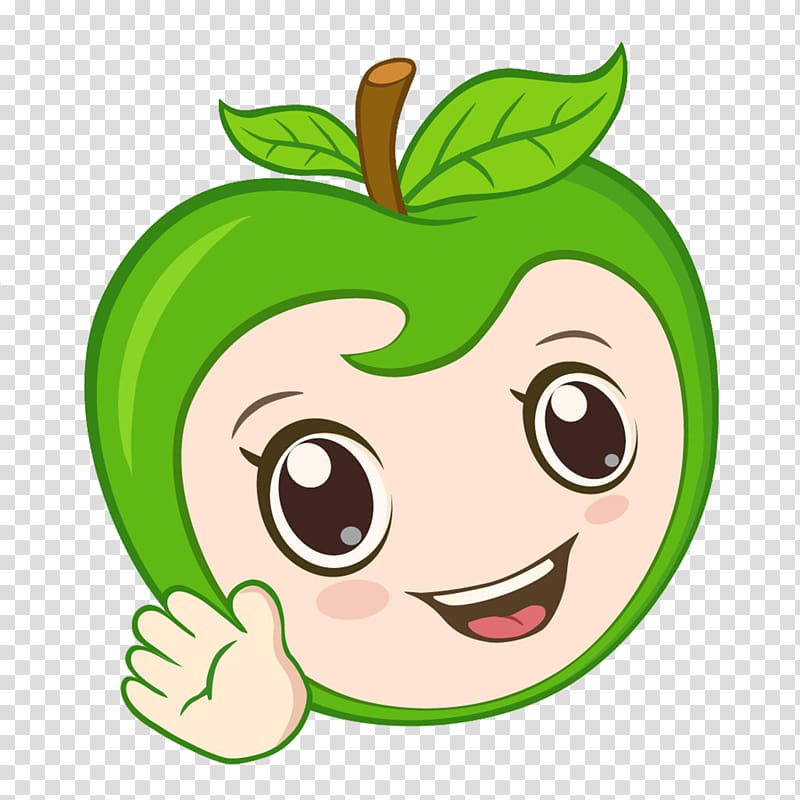 green apple illustration, Apple Cartoon Auglis , Green Apple Smile transparent background PNG clipart