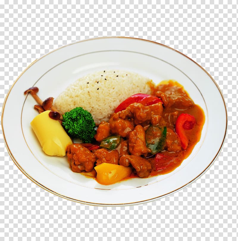Fast food Chicken curry Instant rice Take-out Cooking, Nanyang chicken curry and rice to pull material Free transparent background PNG clipart