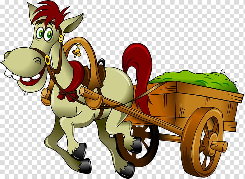 Horse-drawn vehicle Cart , Drag grass donkey transparent background PNG clipart