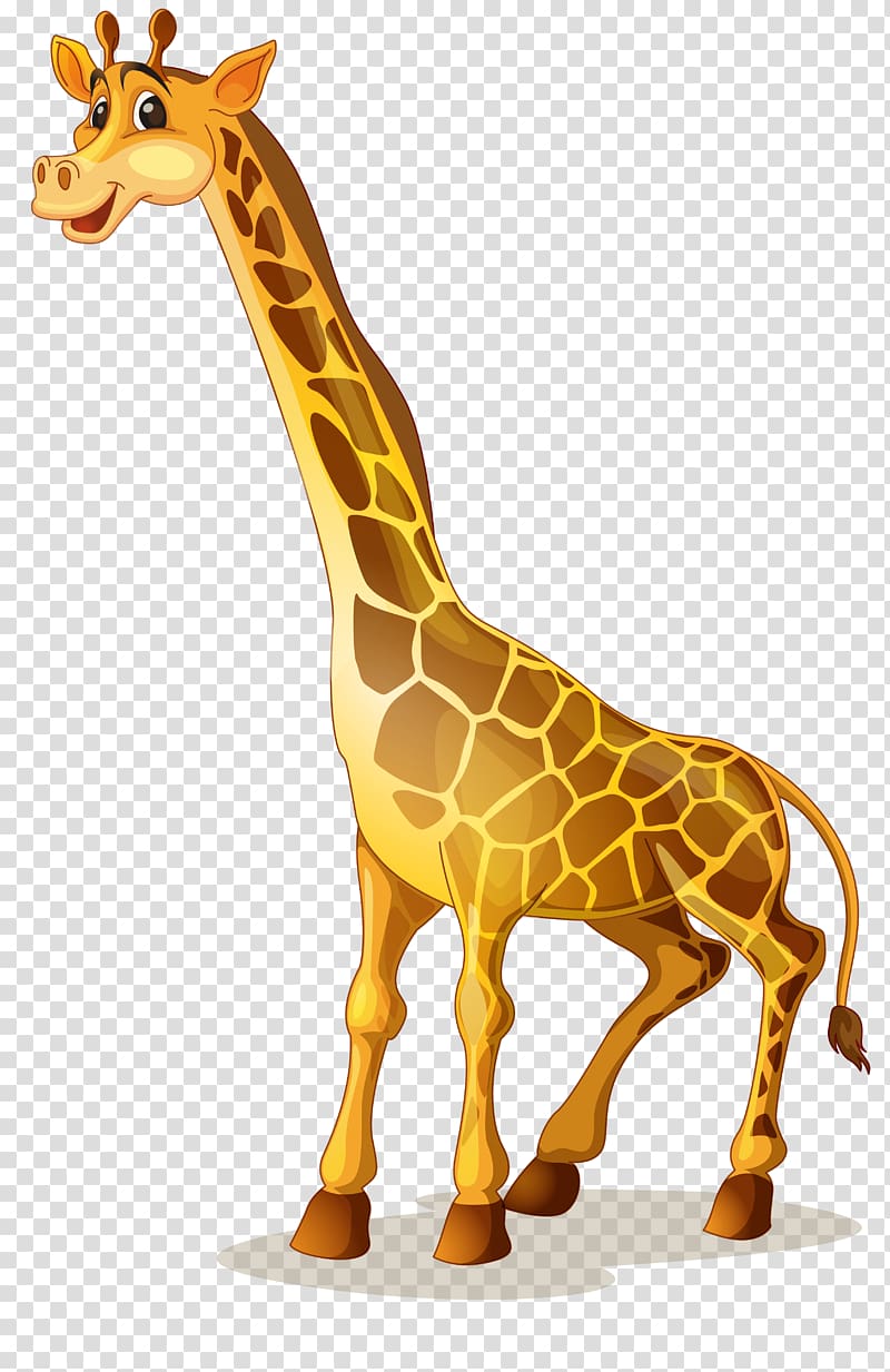 brown giraffe illustration, Giraffe Cartoon Illustration, giraffe transparent background PNG clipart