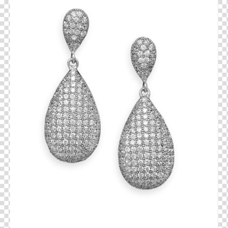Earring Rhodium Sterling silver Plating, silver transparent background PNG clipart