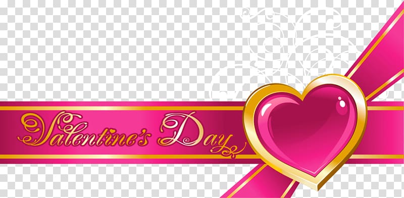 valentine's day illustration, Valentine's Day Heart , Pink Valentine Decor with Bow and Heart transparent background PNG clipart