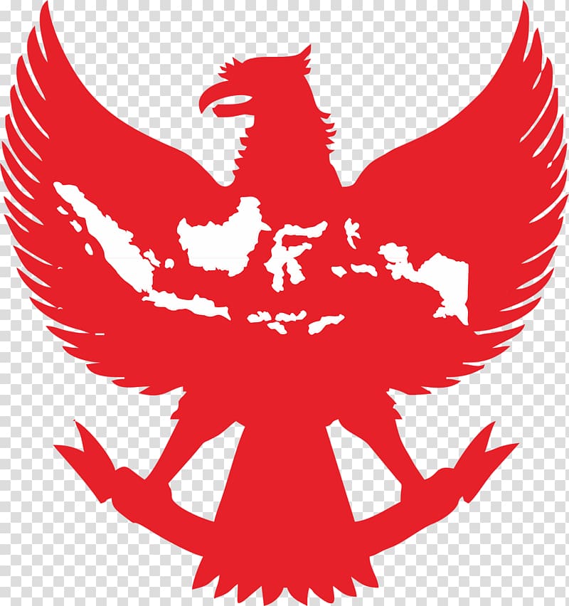 red eagle with map illustration, National emblem of Indonesia Garuda, others transparent background PNG clipart