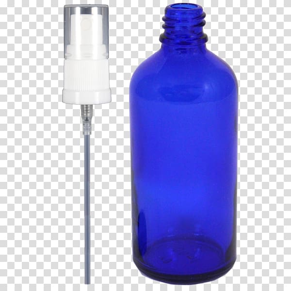 Glass bottle Plastic bottle, blue spray transparent background PNG clipart
