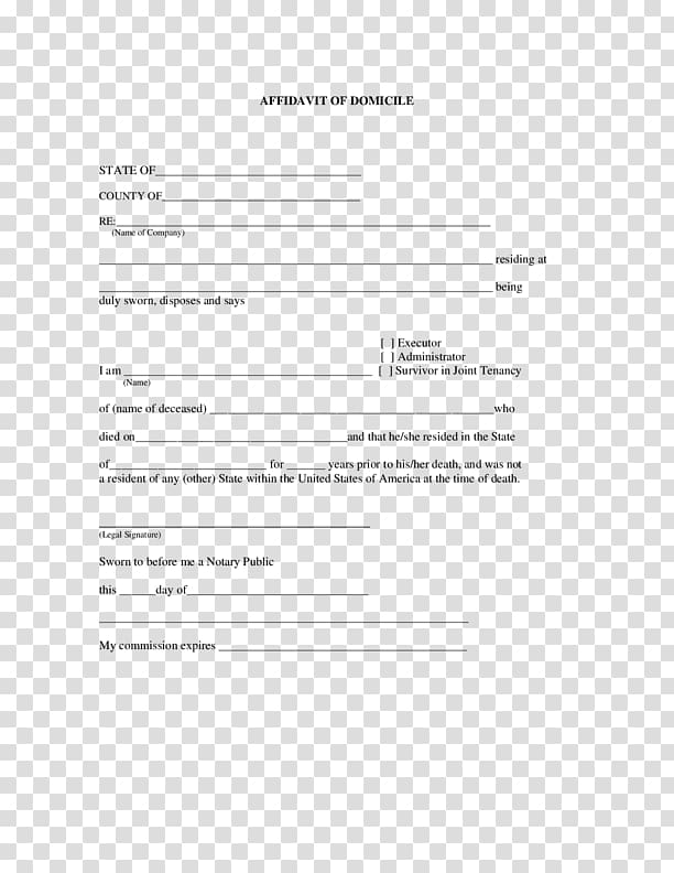 Document Affidavit Template Residency Notary, others transparent background PNG clipart