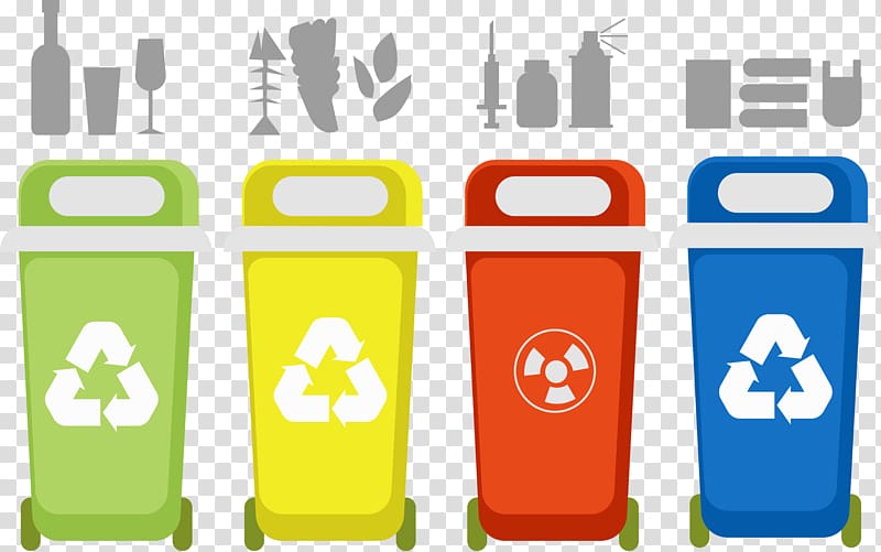 segregation bins illustration, Waste sorting Recycling Plastic bag Waste container, trash can transparent background PNG clipart