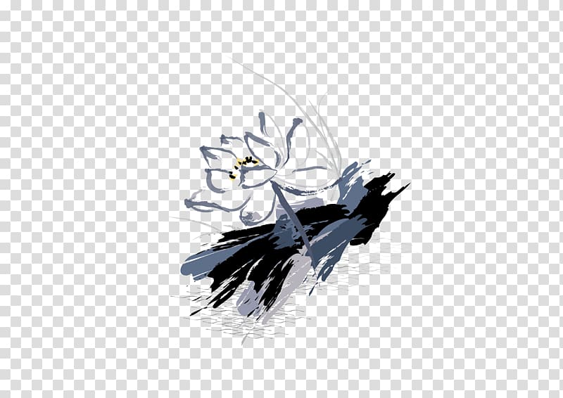 Ink wash painting Inkstick, Lotus transparent background PNG clipart