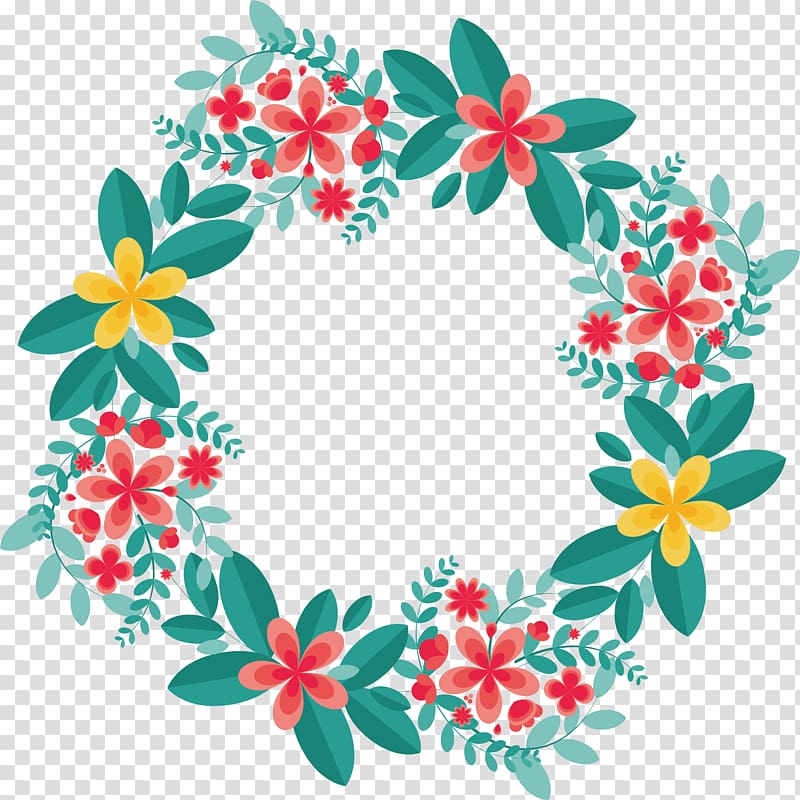 floral wreath, Flower Garland Wreath Floral design Circle, Leaves splicing love ring transparent background PNG clipart