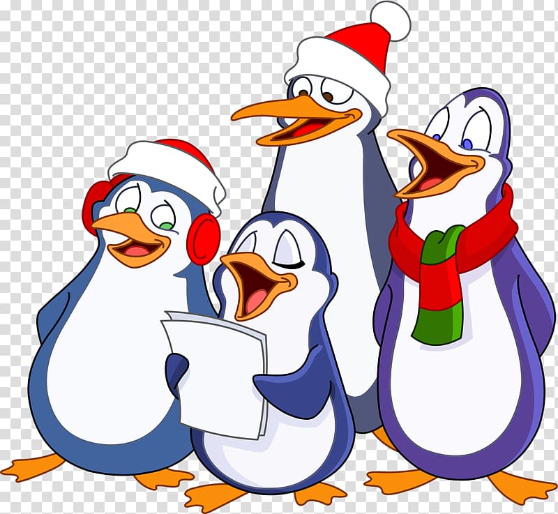 Penguin Christmas carol Illustration, penguin transparent background PNG clipart