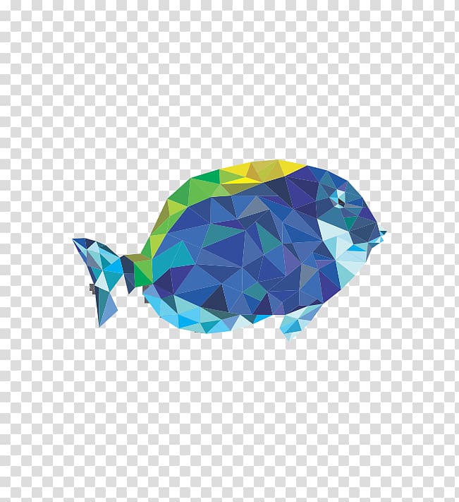 Geometry Blue, Triangle style flat against the big fish transparent background PNG clipart