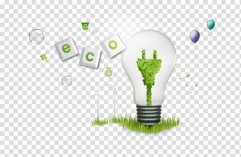 Energy conservation Electricity Poster, Green light bulb to pull creative HD Free transparent background PNG clipart
