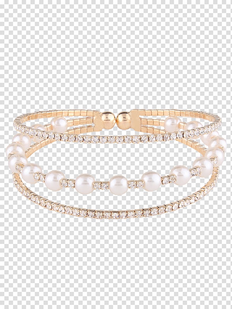 Imitation pearl Earring Bracelet Imitation Gemstones & Rhinestones, silver transparent background PNG clipart