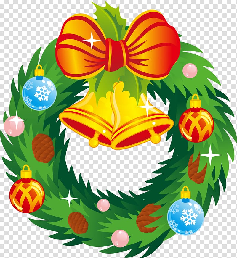 Santa Claus Christmas decoration Christmas tree, Simple green grass ring transparent background PNG clipart