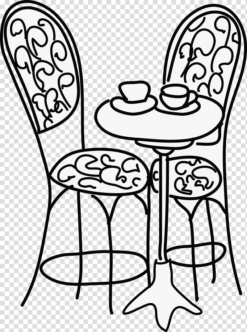 Раскраска столик со стульчиками